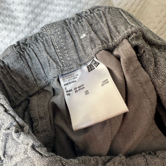 UNIQLO - Relaxed Grey Cotton Linen Shorts - Picture 2 of 2
